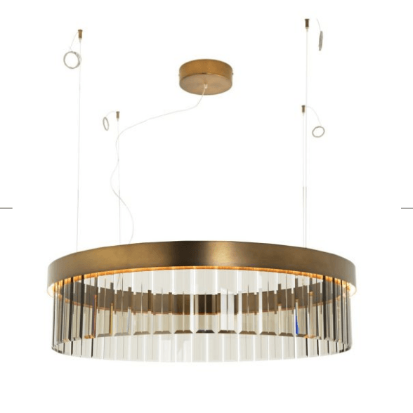 110cm Circular Ring Pendant In Brushed Bronze With Satin Crystal Glass - ID 8014