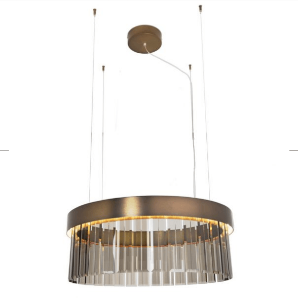 76cm Circular Ring Pendant In Brushed Bronze With Satin Crystal Glass - ID 8015