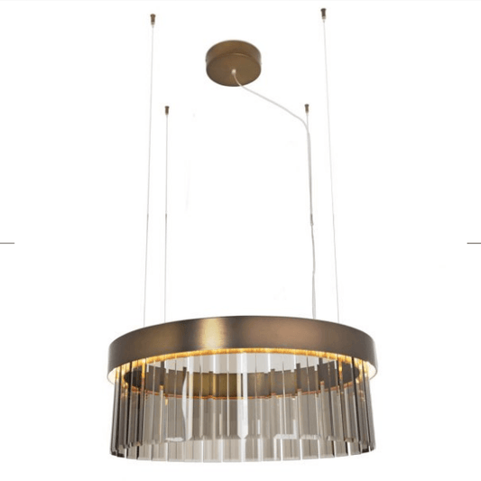 76cm Circular Ring Pendant In Brushed Bronze With Satin Crystal Glass - ID 8015
