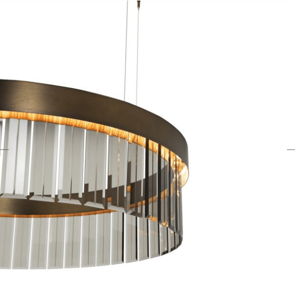 76cm Circular Ring Pendant In Brushed Bronze With Satin Crystal Glass - ID 8015