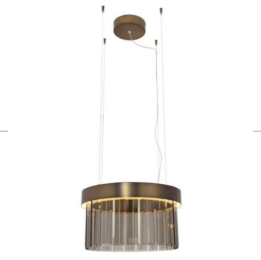 50cm Circular Ring Pendant In Brushed Bronze With Satin Crystal Glass - ID 8016