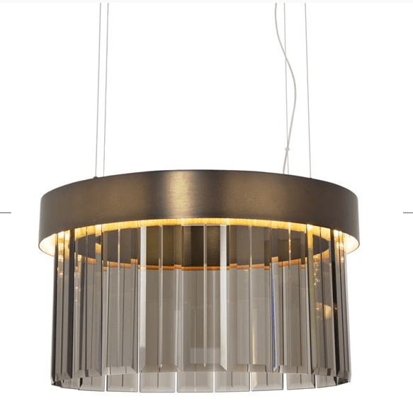50cm Circular Ring Pendant In Brushed Bronze With Satin Crystal Glass - ID 8016