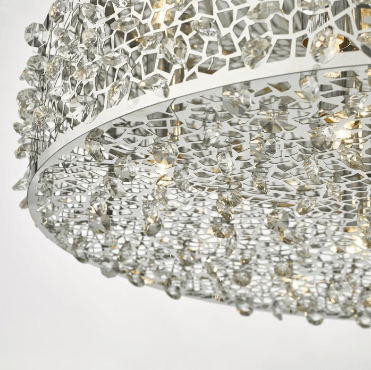 Palladium Polished Chrome and Crystal Flush Ceiling Light- ID 8062