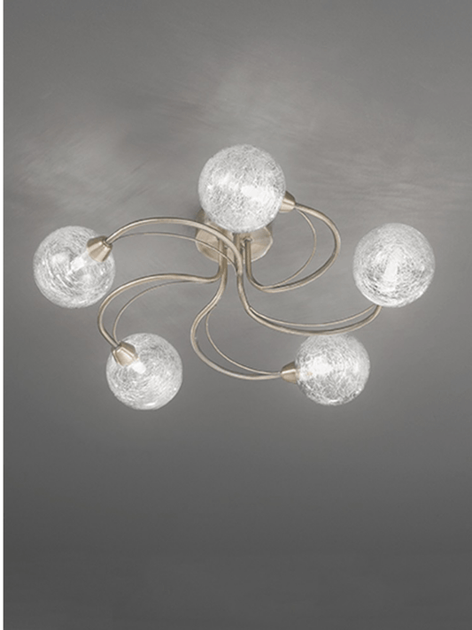 Semi Flush 5 Light Crackle Globe Shades In Bronze - ID 6751