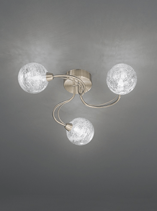 Semi Flush 3 Light Crackle Globe Shades In Bronze - ID 7212