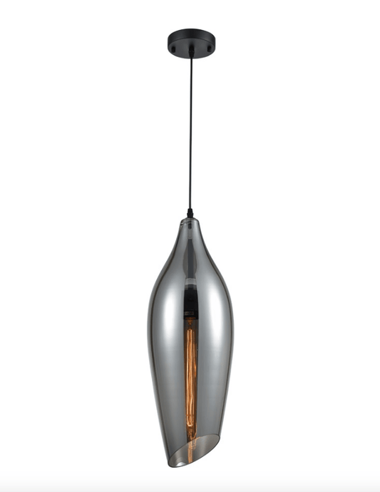 BexleyLarge Angle Cut Smoked Glass Single Pendant - ID 8400