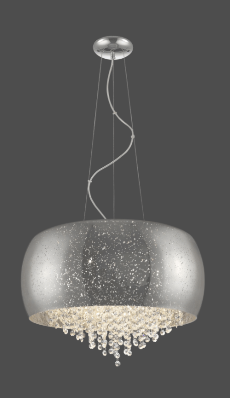 5 Lamp Chrome & Crystal Suspension Light - ID 8645