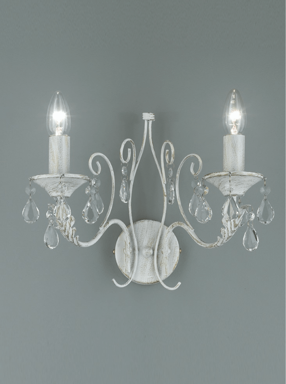 Coulsdon 2 Arm Iron Wall Light In white With Gold Highlights - ID 8703