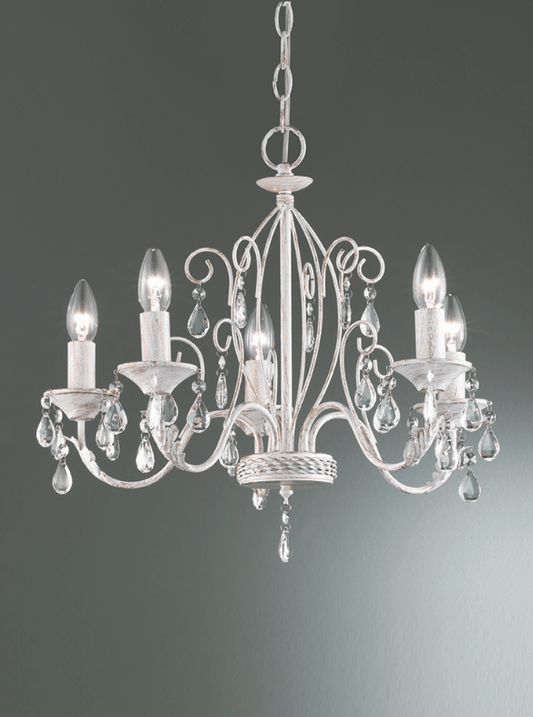 Coulsdon 5 Arm Iron Ceiling Light In white With Gold Highlights - ID 6506