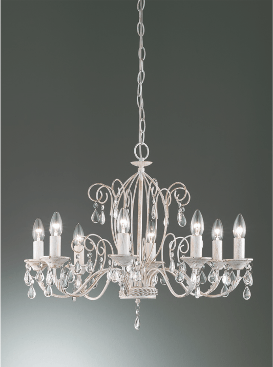 Coulsdon 8 Arm Iron Ceiling Light In white With Gold Highlights - ID 8704