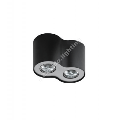 Hallywell 2 Lamp Cylindrical Downlight Cluster In Black With Chrome Trim - ID 8928