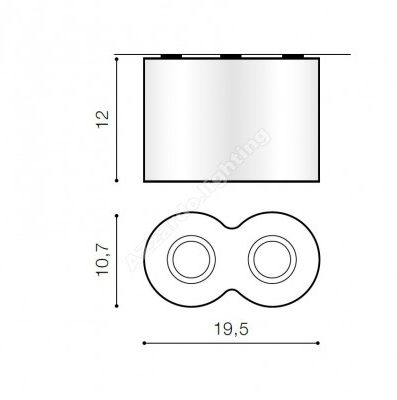 Hallywell 2 Lamp Cylindrical Downlight Cluster In White With Chrome Trim - ID 8931