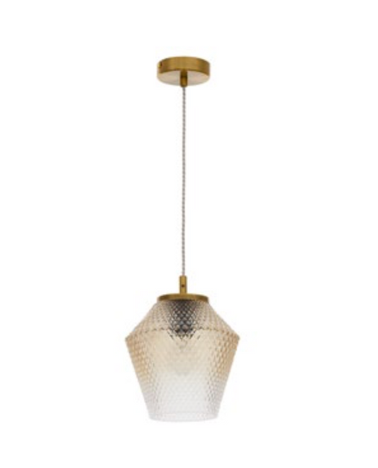 MAG Cognac Shadow Glass & Brass Finish Single Pendant - ID 10014