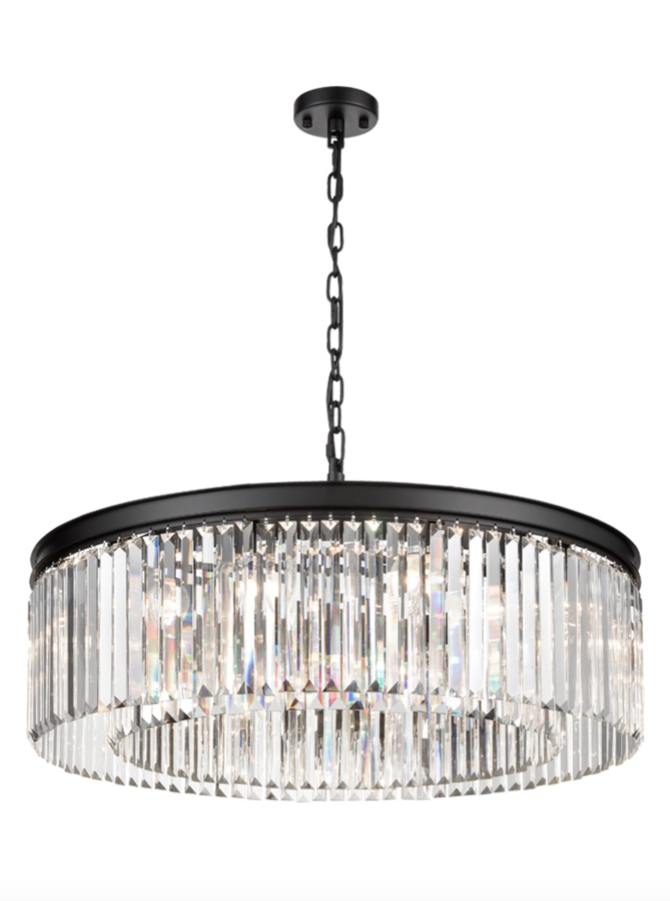 PERO Circular 80cm Black Metal & Crystal Pendant - ID 10330