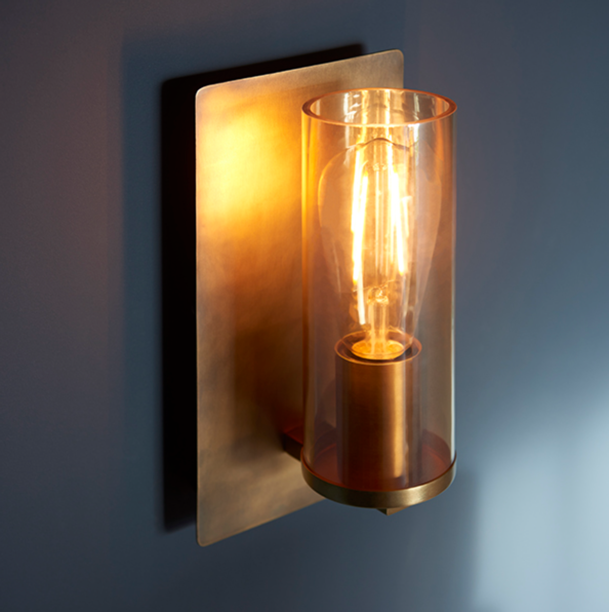 MBL Brass Patina & Champagne Lustre Glass Wall Light - ID 11109
