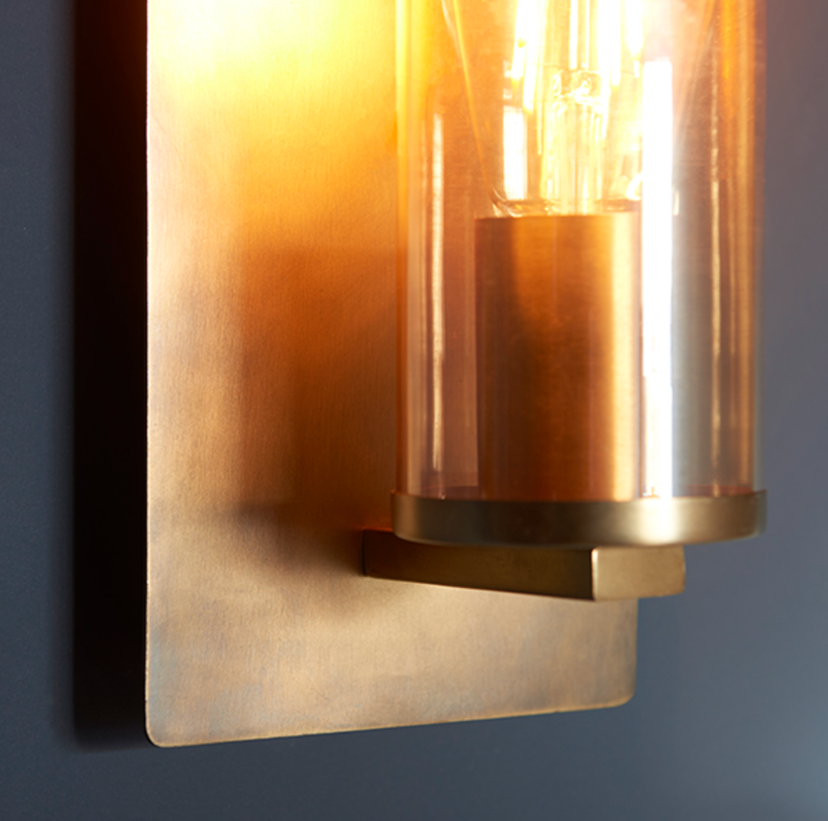 MBL Brass Patina & Champagne Lustre Glass Wall Light - ID 11109