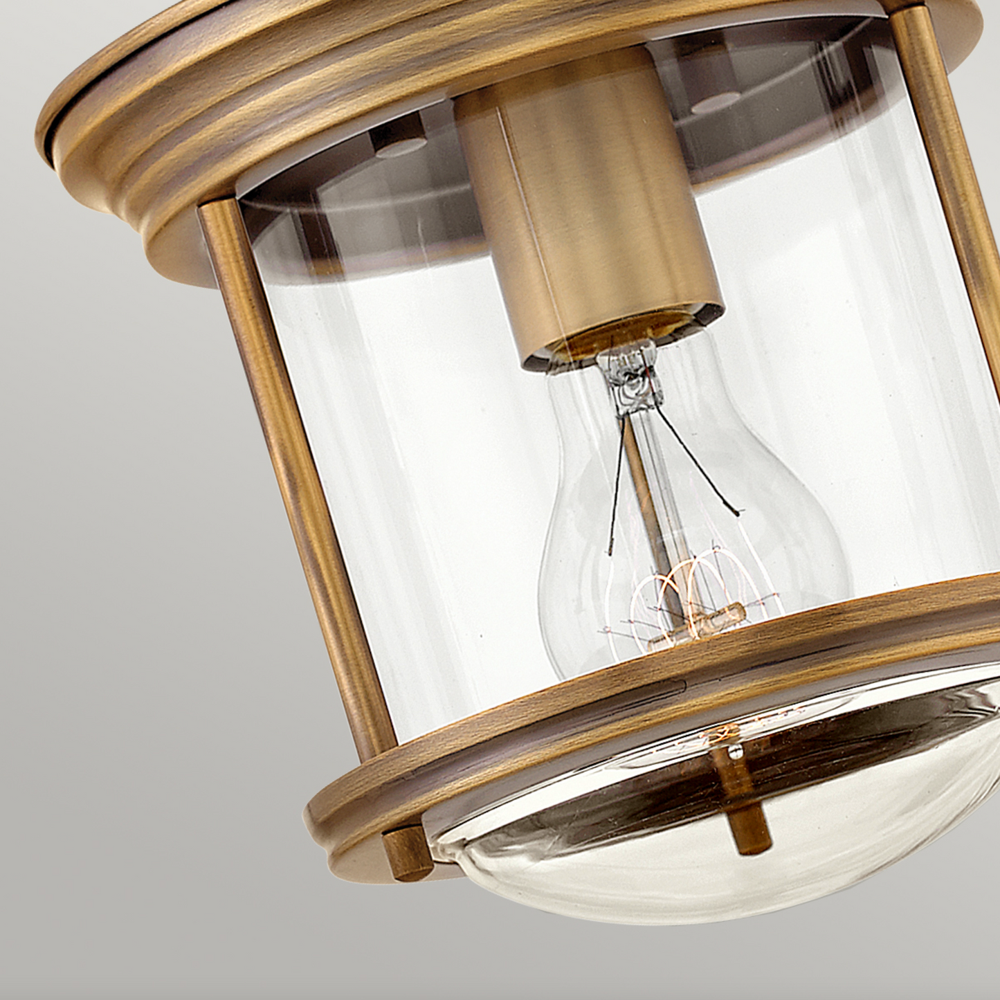 HAD Brushed Bronze & Clear Glass One Lamp Semi Flush IP44 Ceiling Light - 11440