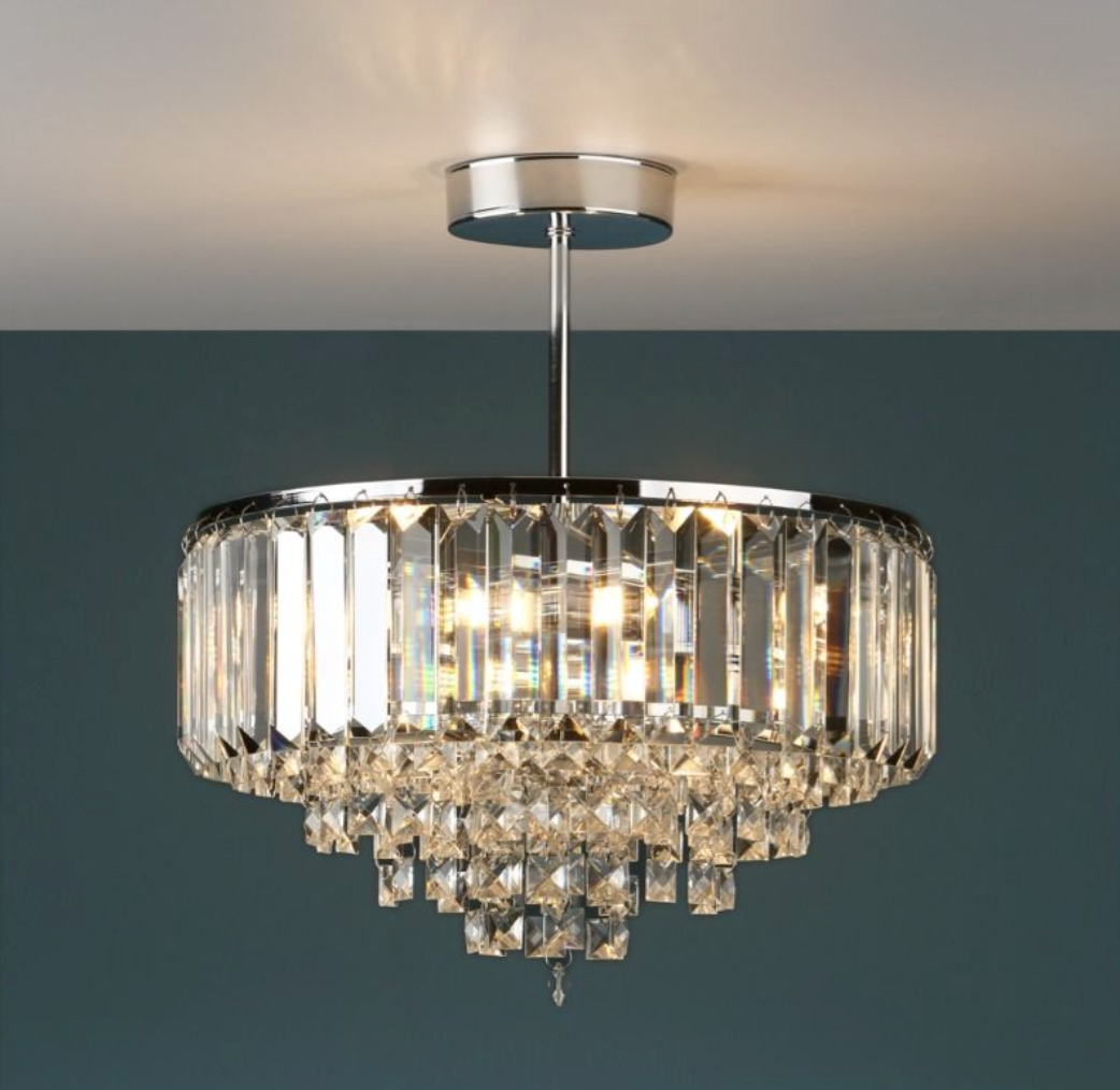 Laura Ashley Vienna, 3x G9 Semi Flush Crystal Ceiling Light, Chrome (Small) - ID 11337