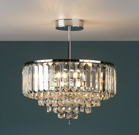 Laura Ashley Vienna, 3x G9 Semi Flush Crystal Ceiling Light, Chrome (Small) - ID 11337