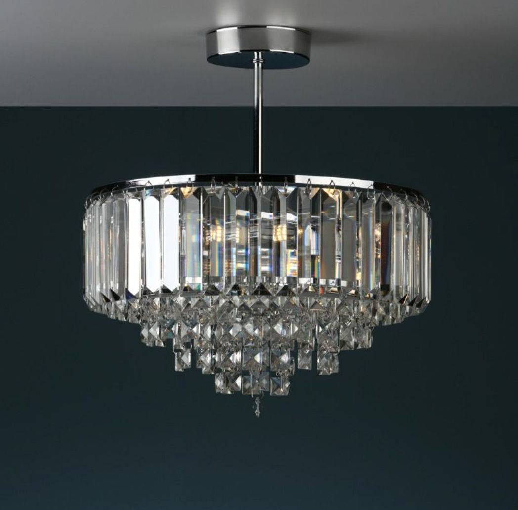 Laura Ashley Vienna, 3x G9 Semi Flush Crystal Ceiling Light, Chrome (Small) - ID 11337