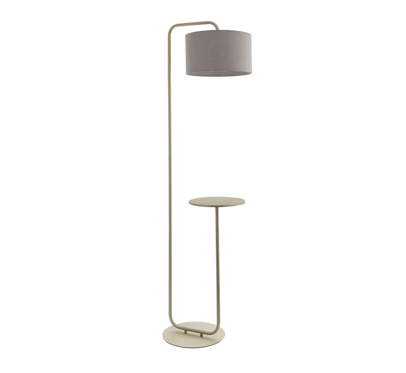 Champagne Painted Floor Light With Table And Grey Shade - ID 11750