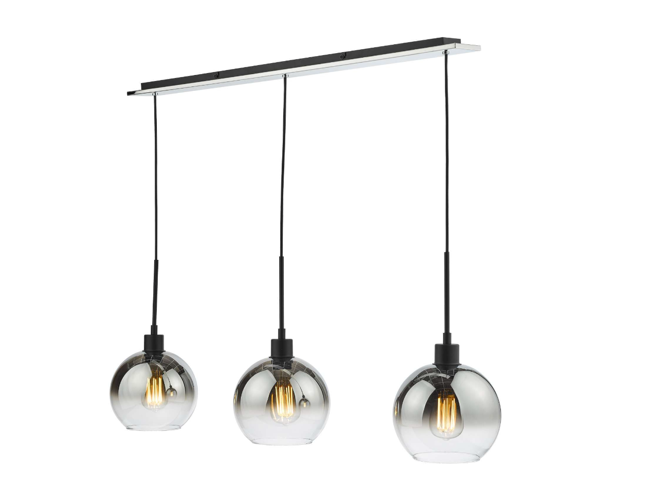 Ombre Smoked Glass Triple Pendant Matt Black - ID 12072