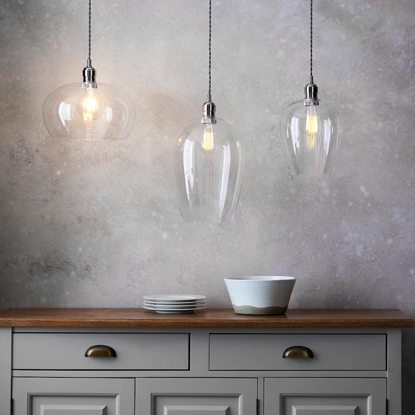 Clear Glass & Bright Nickel Small Pendant - ID 12114