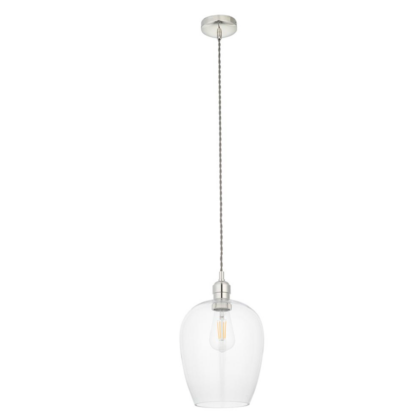 Clear Glass & Bright Nickel Small Pendant - ID 12114