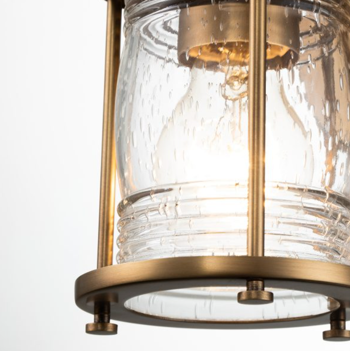 Nautilus Brass & Seeded Clear Glass IP44 Bathroom Wall Light - ID 14353