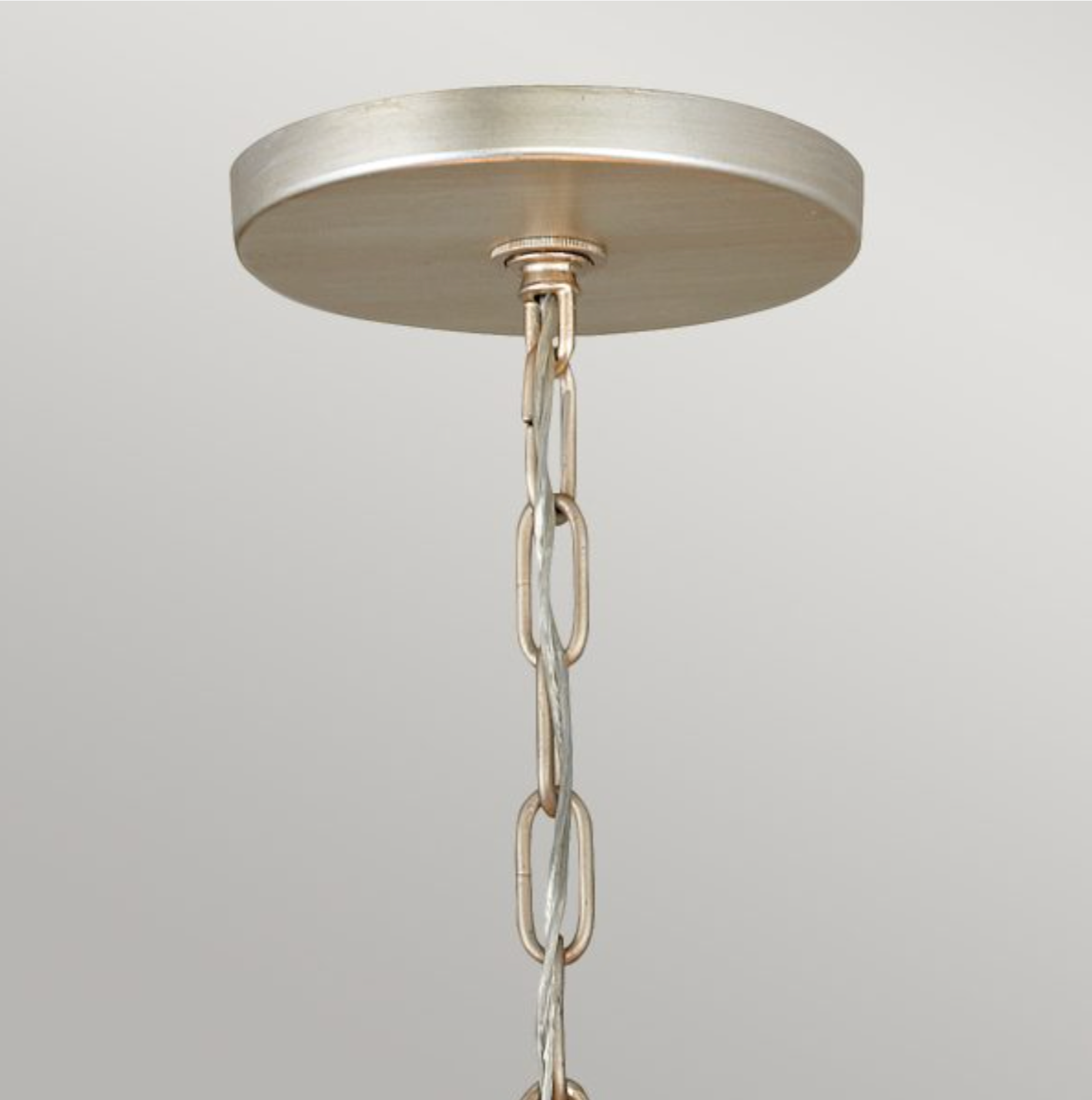 REV Opulent Hammered Stainless Steel & Textured Glass Eight Lamp Chandelier - ID 12486