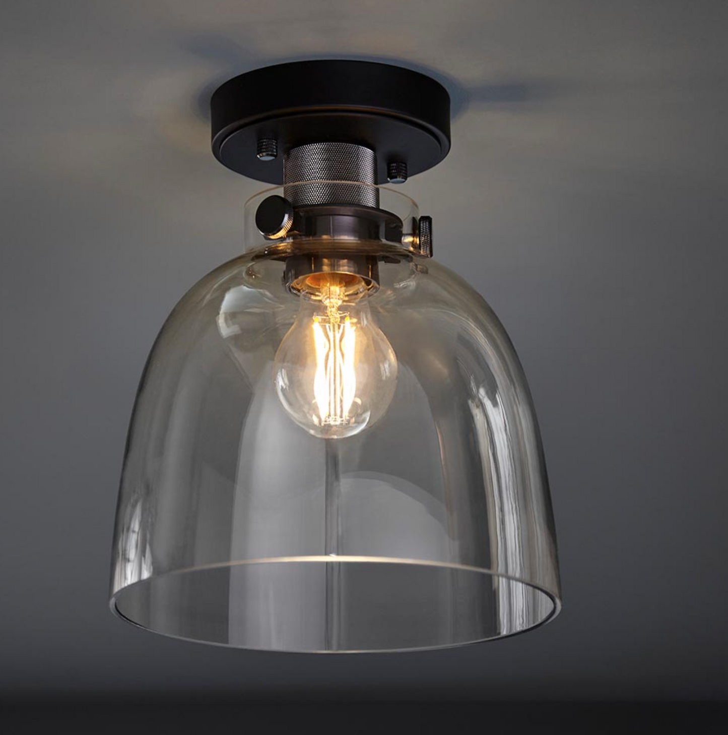 Black Chrome With Tinted Glass Flush Light - ID 12523