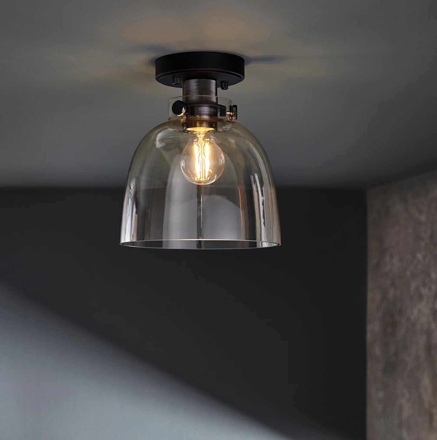 Black Chrome With Tinted Glass Flush Light - ID 12523