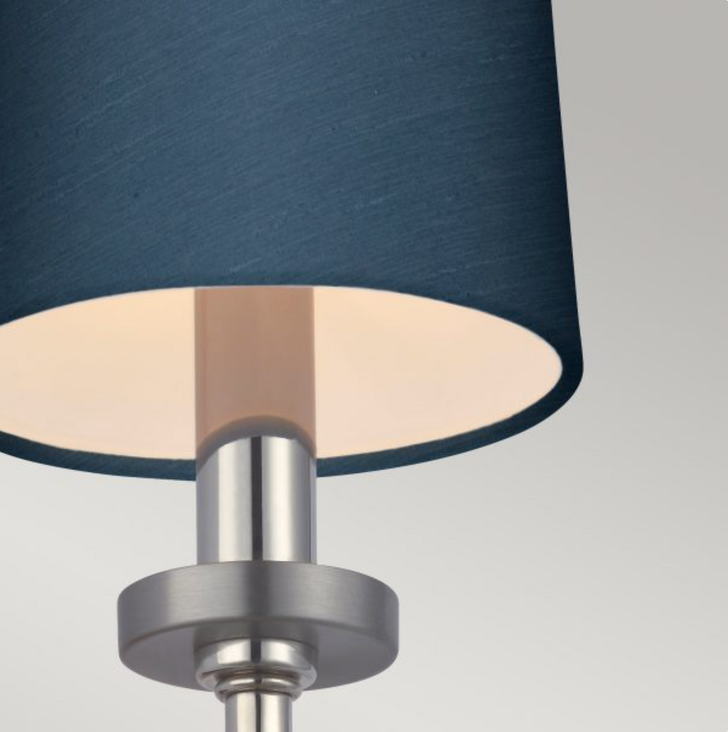 FEL Elegant Curved Arm Polished Chrome Bathroom Wall Light With Bretton Faux Silk Shade - ID 12592