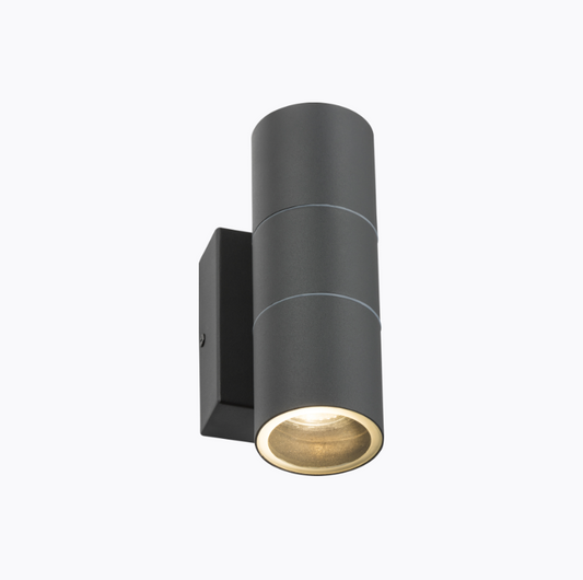Exterior Up & Down 2xGU10 Wall Light with Photocell Sensor Anthracite Grey IP54 - ID 14321