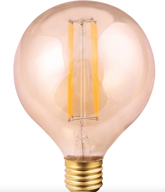 BBL BRA 125mm Vintage Straight Filament, E27 Amber Glass Globe - ID 12949