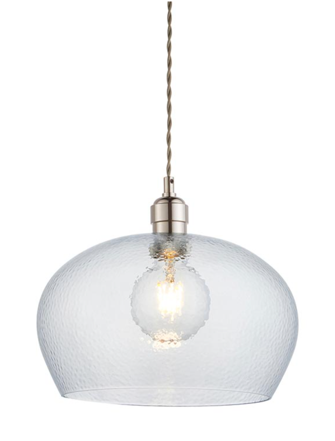 Hammered Glass & Bright Nickel Medium Pendant - ID 12994