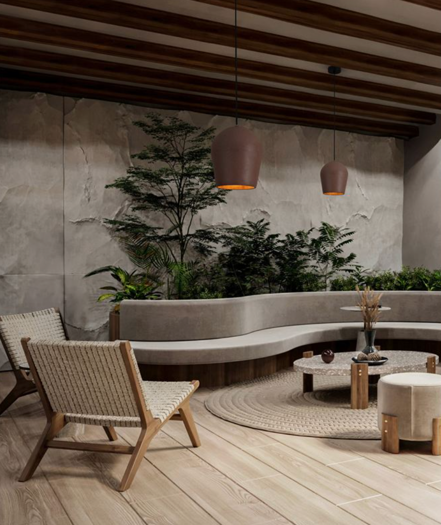 NL Oimo Red Sandstone Small Concrete IP55 Outdoor Pendant - ID 13776