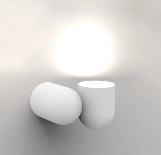 White Rounded Cylinder Wall or Ceiling GU10 Spotlight with switch - ID 13791