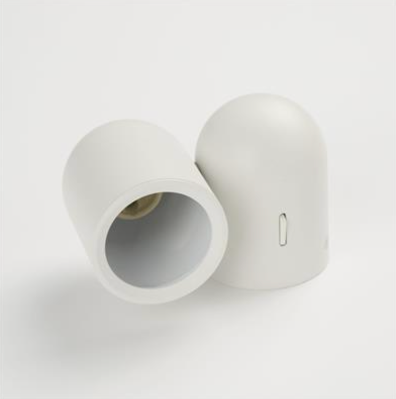 White Rounded Cylinder Wall or Ceiling GU10 Spotlight with switch - ID 13791