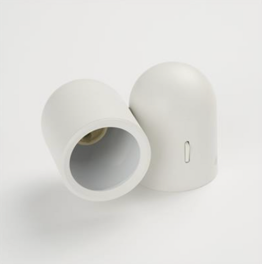 White Rounded Cylinder Wall or Ceiling GU10 Spotlight with switch - ID 13791