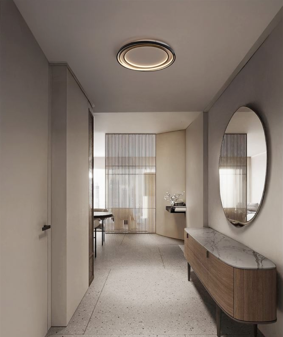 NL Arbir Matt Black Aluminium & Acrylic 3 Ring Semi Flush Ceiling Light Small - ID 13795
