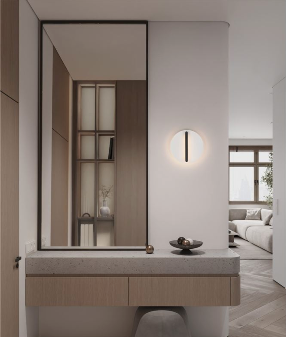 NL Nilu Sand Black & White Disc Wall Light Small - ID 13797