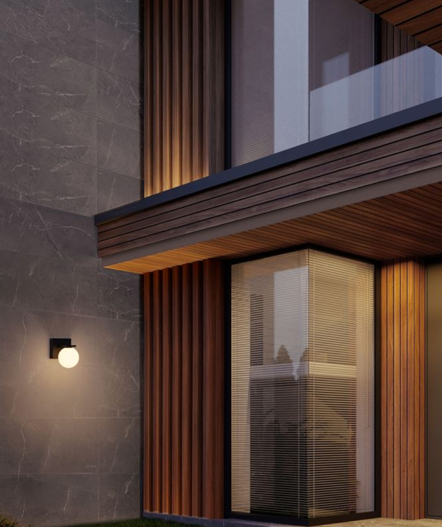 NL Opal Glass Globe & Black Wall Light - ID 13841
