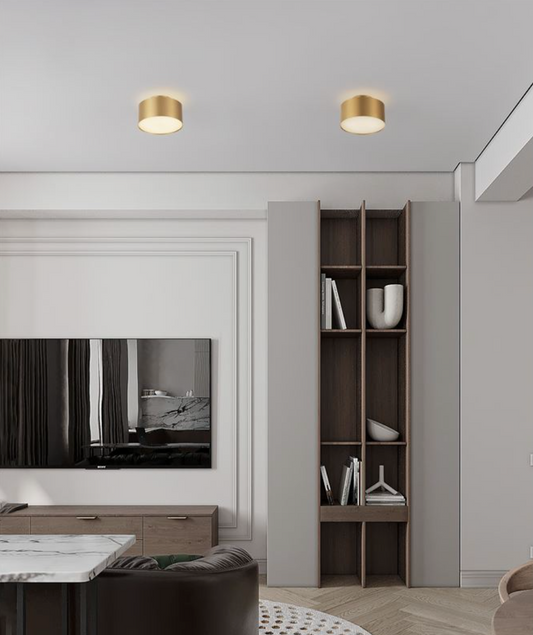 NL Ozeen (14cm) Semi Flush Ceiling Light Matt Gold ID 13874