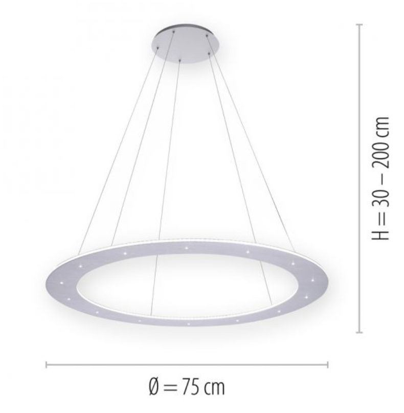 Cosmic 75cm Brushed Aluminium LED Up+Downlight Ring - ID 13936