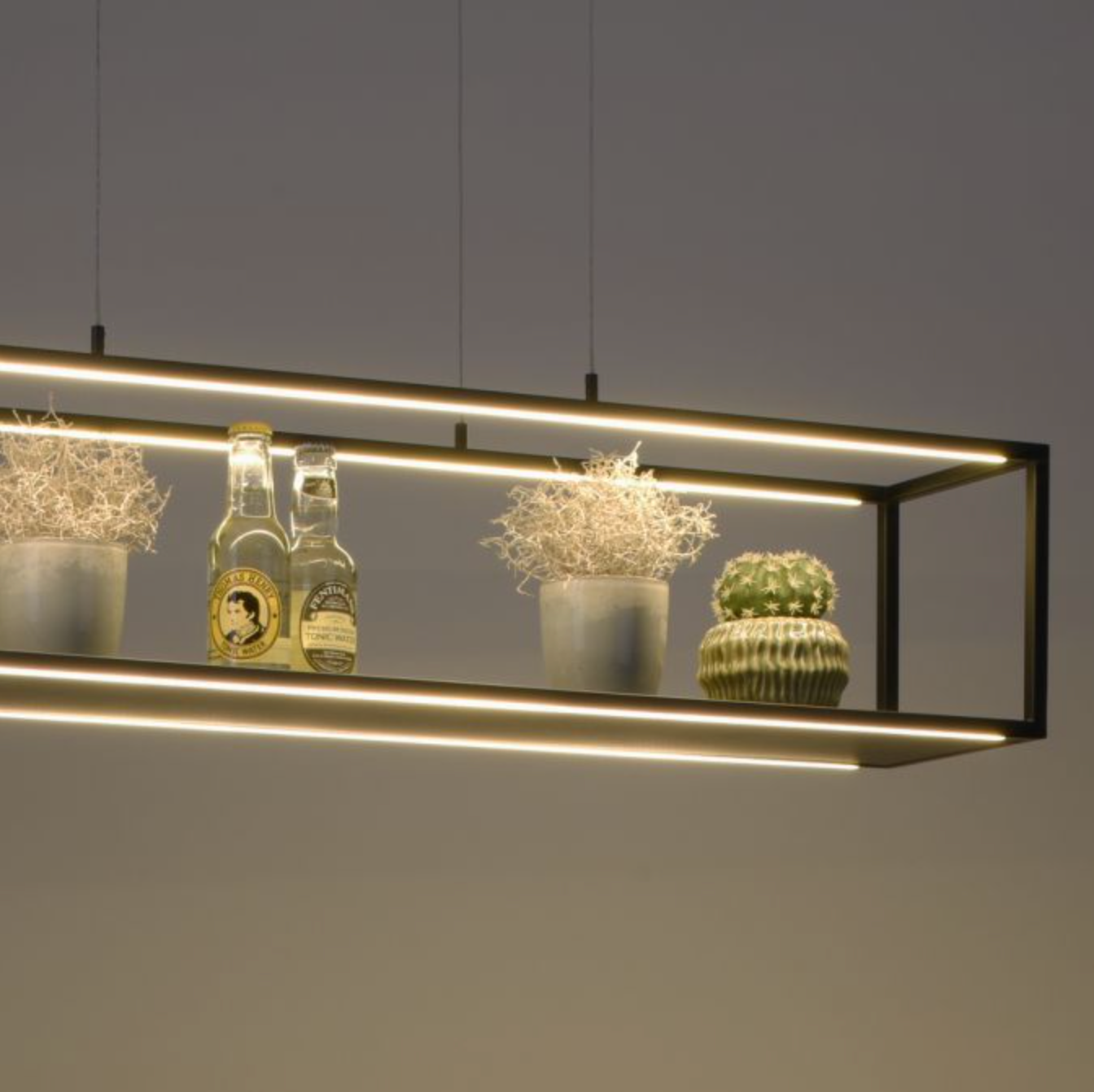 LED Rectangular Sand/Beige Box Pendant / Shelf