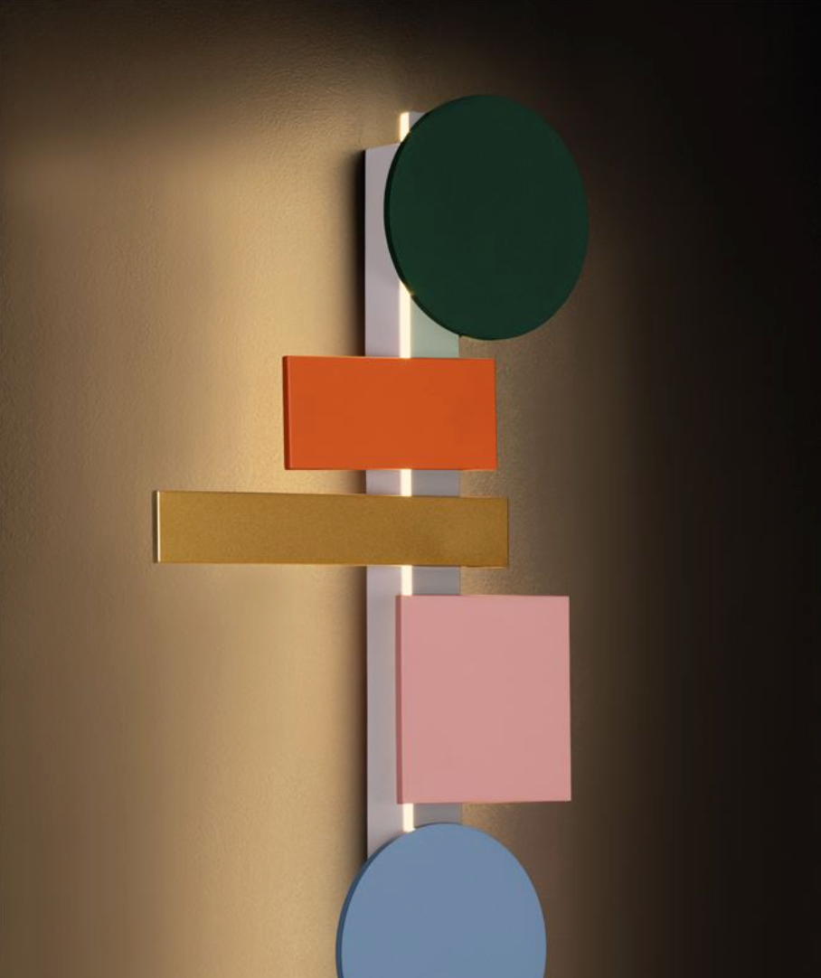NL Multi Colour Geometric Back Lighting Wall Light Short - ID 14429