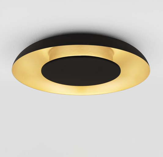 NL Eposi Black & Brushed Gold Semi Flush Round Ceiling Light 40cm - ID 14467