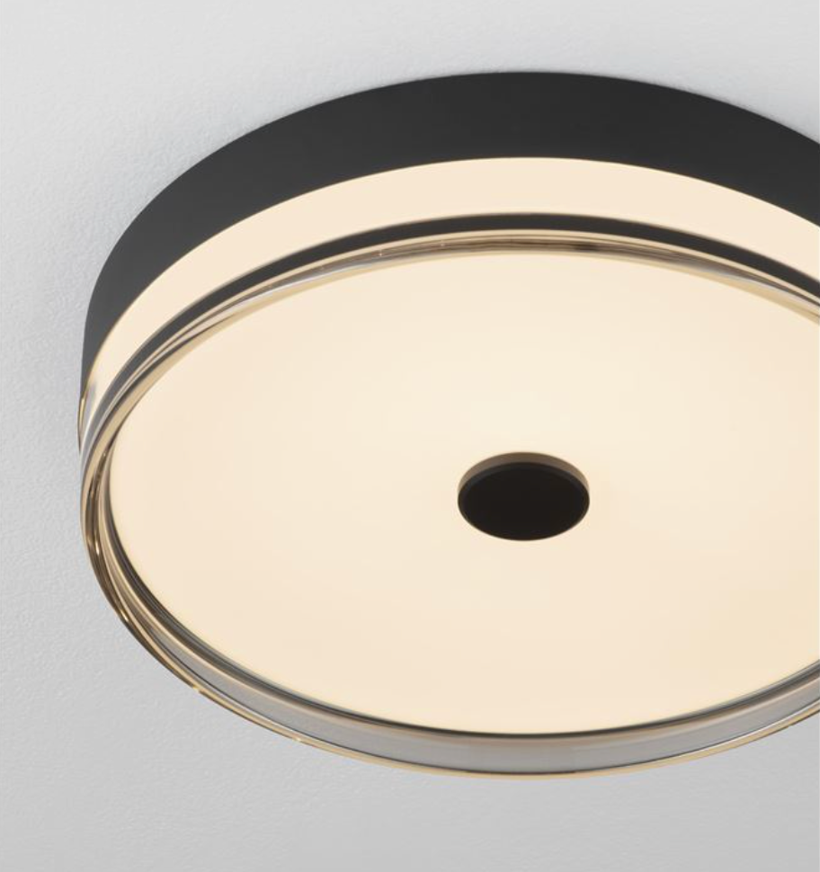 NL Helio Sandy Black & Smoked Semi Flush Round Ceiling Light 40cm - ID 14484