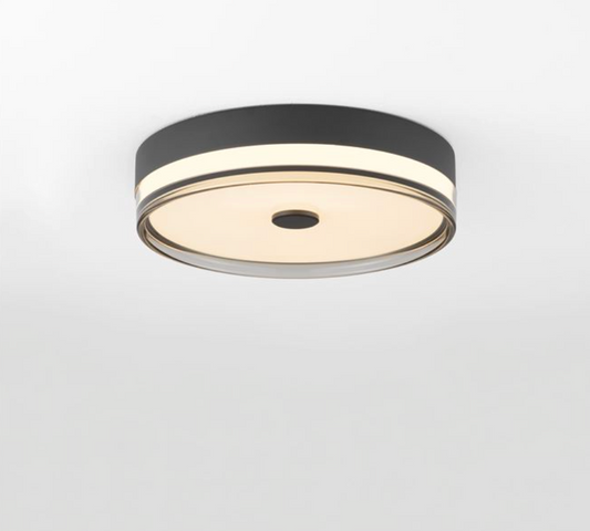 NL Helio Sandy Black & Smoked Semi Flush Round Ceiling Light 40cm - ID 14484